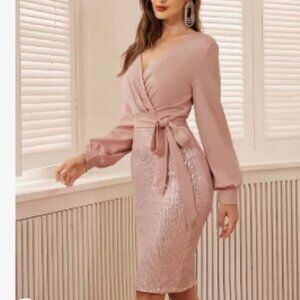 Grace Karin Women’s Sparkly Sequin Bodycon Cocktail Dress Blush Size S